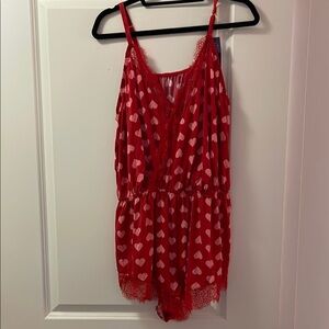 Cacique Red and Pink Chemise with Heart Print